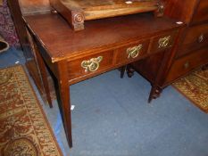 A circa 1900 Oak side Table having light and darkwood beading to the top,