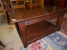 A low heavy peg joyned dark Oak Table having octagonal stop-chamfered legs of Ecclesiastic flavour