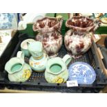 A small quantity of china to include a pair of German pottery jugs,