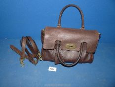 A genuine Mulberry small Baywater Handbag in chocolate leather, with removable shoulder strap,