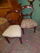 A pair of circa 1900 Mahogany framed side Chairs having carved detail cross-splats,