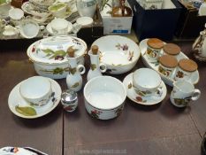 A quantity of Royal Worcester 'Evesham' china including serving dishes, oil and vinegar jugs,