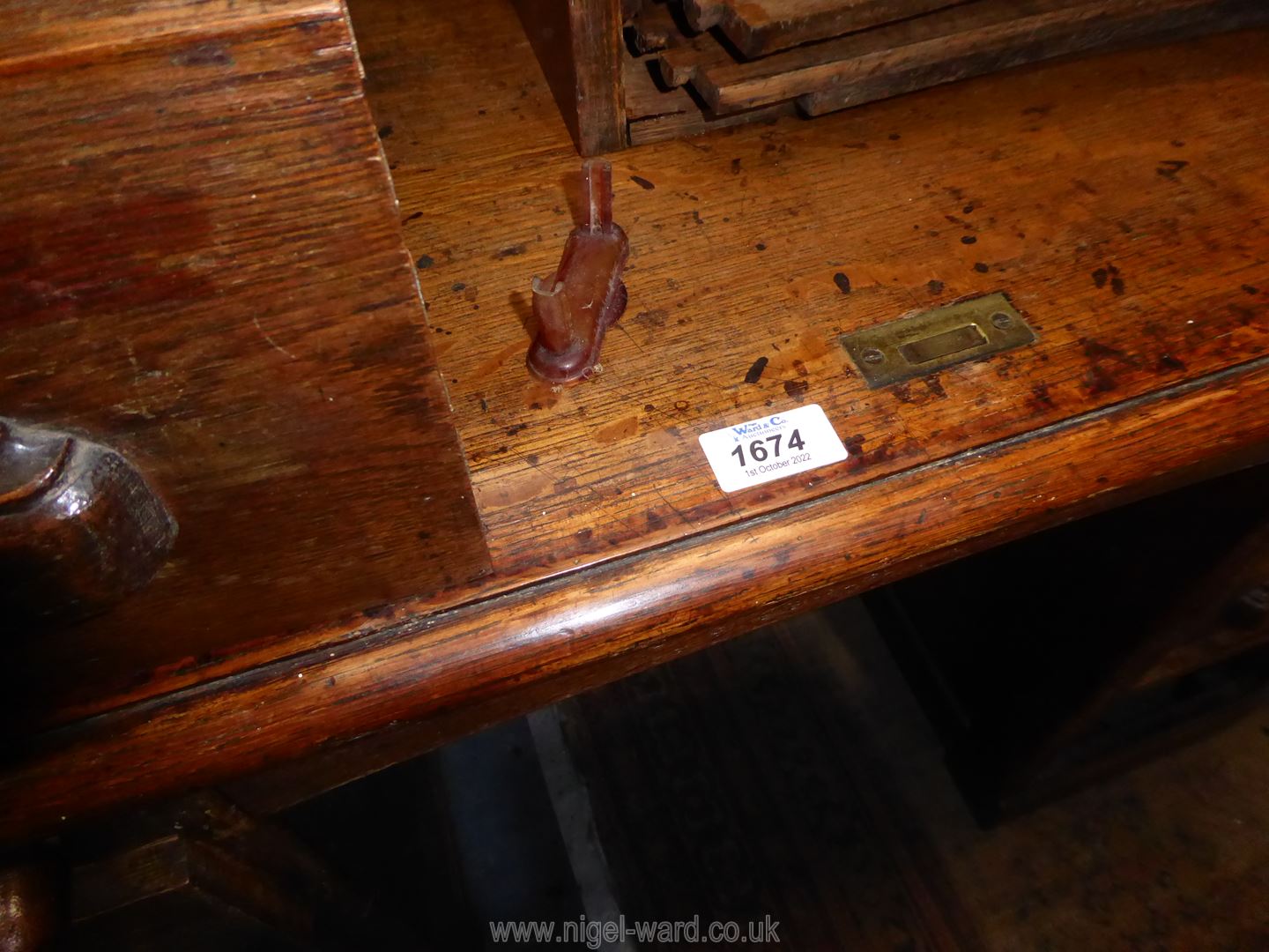 A mid Oak double pedestal scroll roll top Desk, - Image 3 of 4