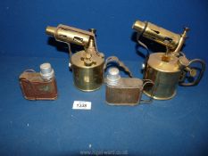Two small Brass Blow lamps including "Optimus - made in Sweden" and "Bladon,