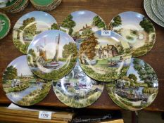 Eight Royal Worcester 'Romance of the Waterways' display plates.