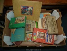 A box of vintage Puzzles, The good companion, stencil silhouettes, my garden,