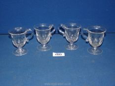 Four Victorian glass custard cups, 3 1/2" tall.