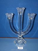 A Trident Crystal candle stick, signed by Nachtmann, 11'' tall.