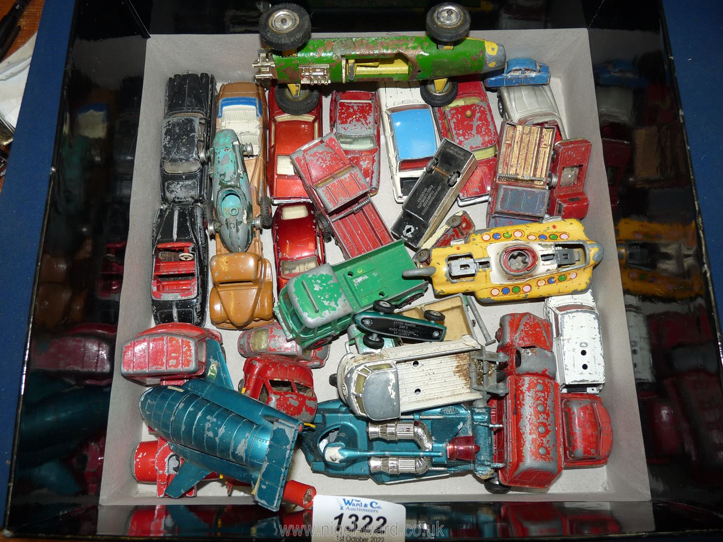 A quantity of Dinky toys including Landrover, cars, racing cars, Corgi yellow submarine,