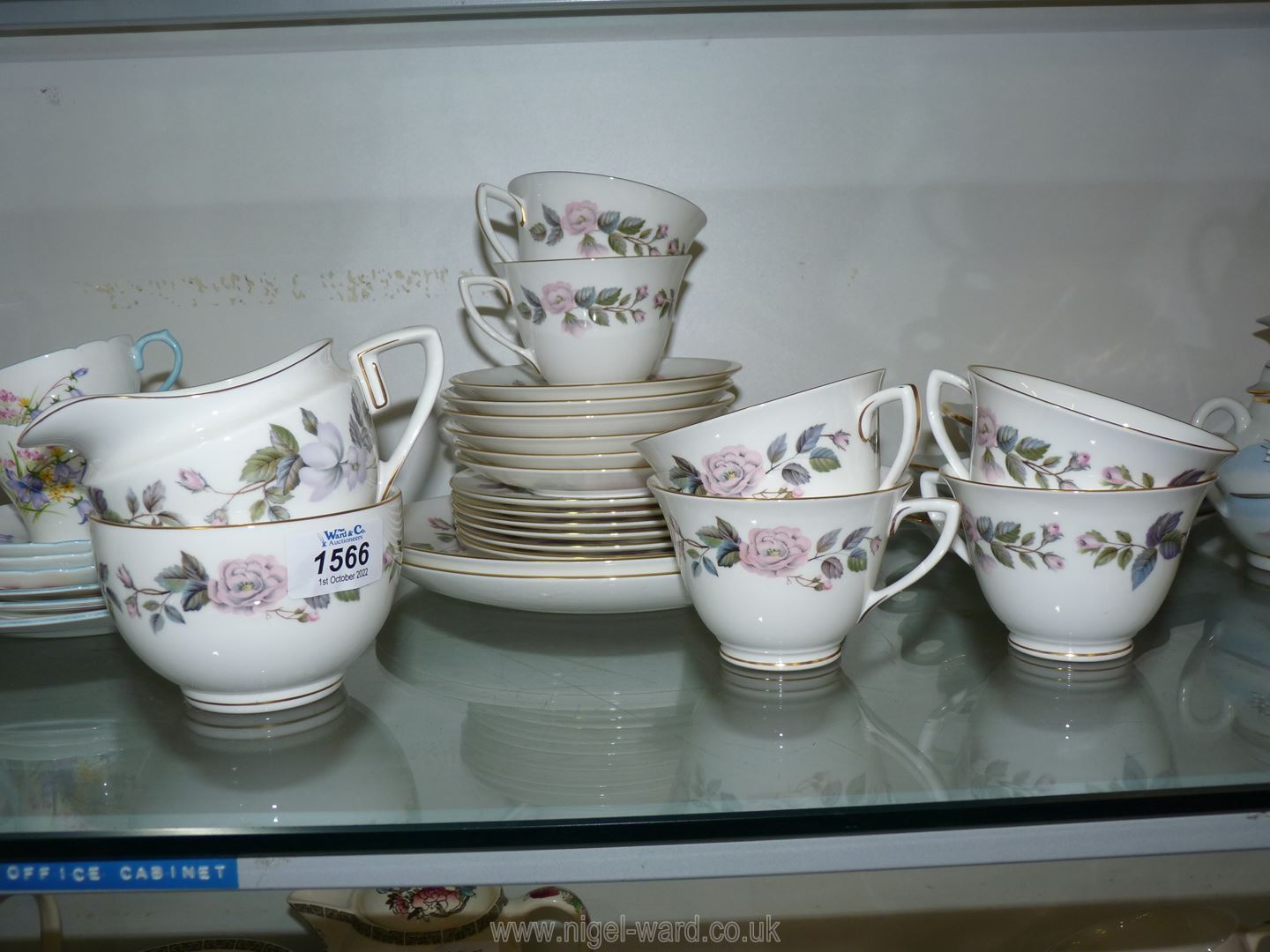 1961 Royal Worcester June Garland set including six cups, saucers, and tea plate, two cake plates,