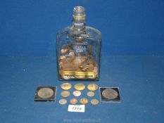 A quantity of half pennies and other coins including; 2 cased 5 shillings, etc.