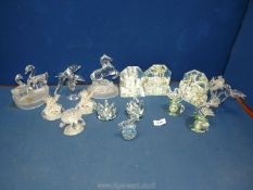 A small quantity of crystal glass ornaments including ''Royal Crystal Rocks'' swans, bird, horse,