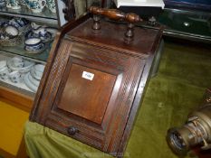 A Mahogany Coal Box with turned wood handle, marked 'One Claire Street, Bristol City Supply Stores',