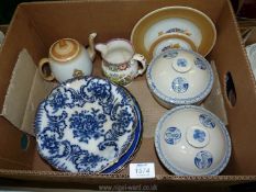 A quantity of china to include; F & Sons Burslem plates, a Shelly Royal Commemorative teapot,