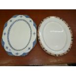 Two large meat plates, one Burslem Bristol and one blue and white 'Blue Bombay' Wood & Sons.