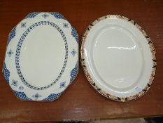 Two large meat plates, one Burslem Bristol and one blue and white 'Blue Bombay' Wood & Sons.