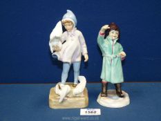 Two Royal Worcester F.G. Doughty figures to include 'Fantails' 3760 and 'February' 3453 1956.