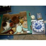 A box of ceramics including Studio Pottery.
