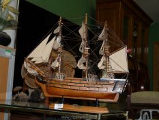 A model of 'H.M.S Victory' in full sail, 20" long x 17½" high.