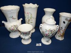 A quantity of Aynsley vases including 'Somerset' and 'Pembroke' patterns and a 'Pembroke' urn with