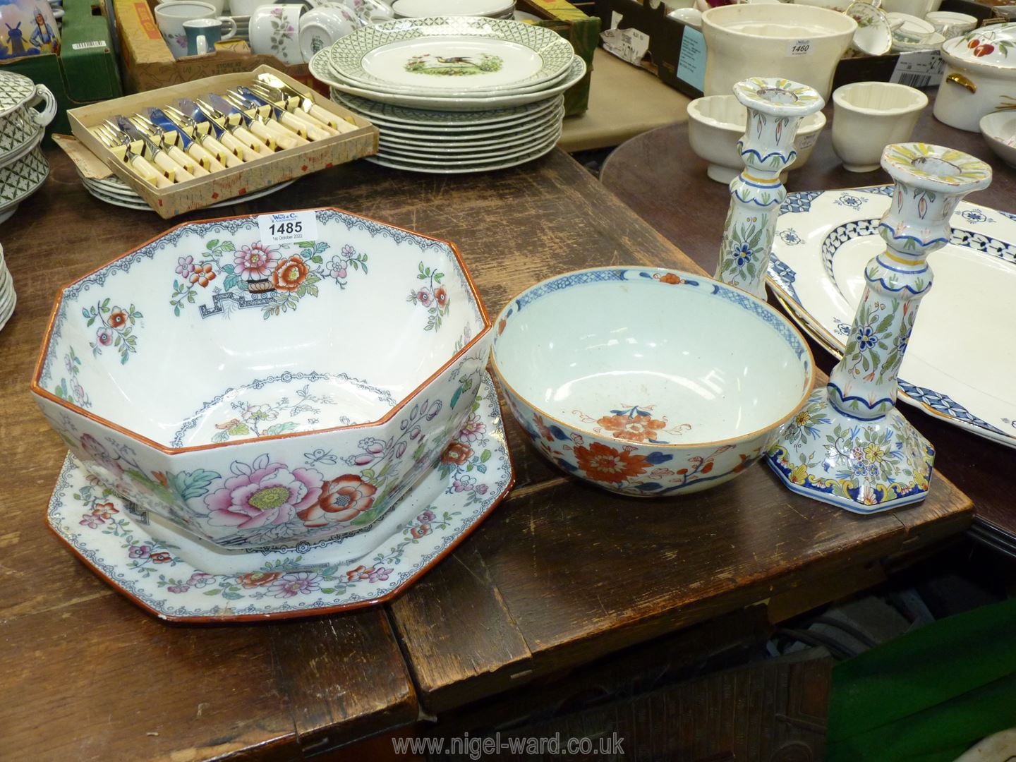 An Ashworth Oriental pattern large fruit bowl and saucer, - Image 2 of 2