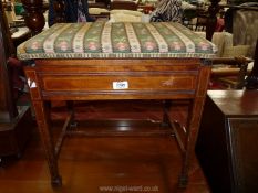 An Edwardian Piano Stool of very good quality having light and darkwood stringing,