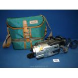 A Sony Digital 8 Handycam 560x digital zoom, DCR TRV130E PAL in a green Miranda carry case.