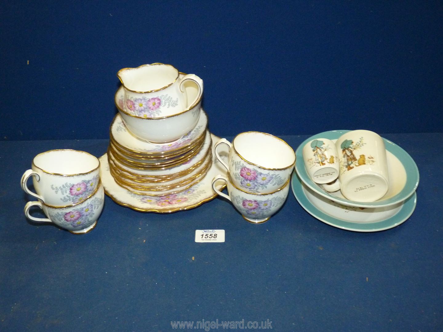 A part Roslyn china tea set in 'Bracken' pattern to include four cups, six saucers and plates,