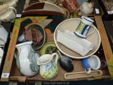 A quantity of pottery including; bowls, plates, jugs, a meat loaf bowl, etc.