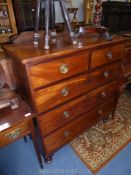 A circa 1900 Mahogany Chest of three long and two short drawers having brass back plate drop ring
