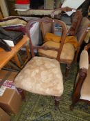 A pair of circa 1900 side Chairs having turned and fluted front legs.