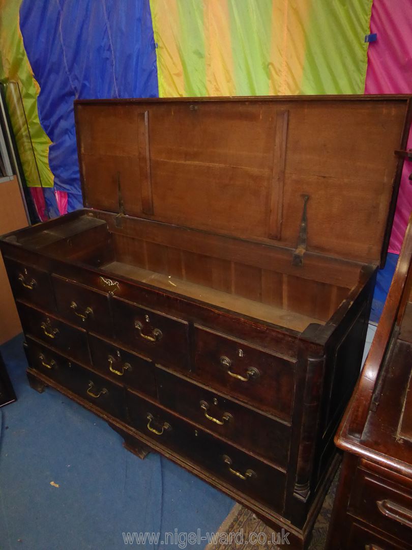 A Georgian Oak Chest having five true drawers and four false drawers to the locker top, - Image 3 of 6