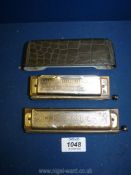 Two vintage Chromonica Harmonica, by M. Hohner, Germany.