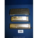 Two vintage Chromonica Harmonica, by M. Hohner, Germany.