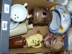 A small quantity of china including a German pottery vase, spirit barrel, etc.