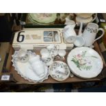 A quantity of mixed china including; Crown Staffordshire rose decorated coffee set,
