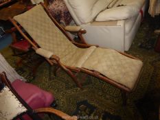 A surprisingly comfortable Satinwood framed folding Steamer type Chair/Lounger,