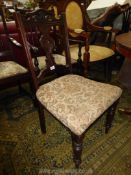 A Mahogany framed side Chair having a carved and fretworked back,
