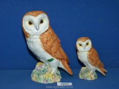 Two Beswick owls, 7½" and 4 3/4''.