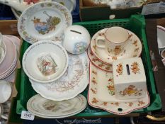 A quantity of children's china to include Mason's Teddy Bear china- tray, money box, plate, bowl,