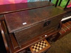 A circa 1800/late 17th century six plank Coffer/sabre Chest of small dimension s having early iron