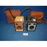 Two cased cameras including Brownie 'Flash B' by Kodak and a black Brownie Model I.