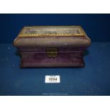 A purple velvet Perfume Casket with three small bottles;