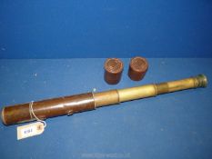 A vintage brass and leather four-draw Telescope by Broadhurst Clarkson & Co Ltd, needing repair.