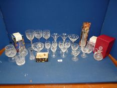 A quantity of cut glass including six cut glass sherry glasses,