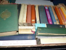 Two boxes of books including Oliver Cromwell by John Buchan, The Plays of John Galsworthy,