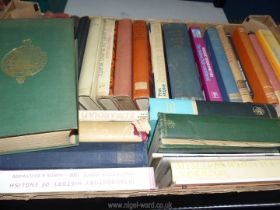 Two boxes of books including Oliver Cromwell by John Buchan, The Plays of John Galsworthy,