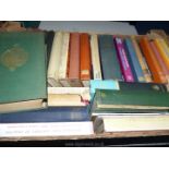 Two boxes of books including Oliver Cromwell by John Buchan, The Plays of John Galsworthy,