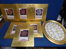 Six framed prints depicting Rose Window taken from ancient fragments,