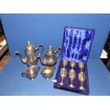 A silver plate M&R Teaset with jug,